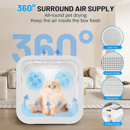 Automatic Pet Hair Dryer Box, 70L Dual Motor Fans Blower