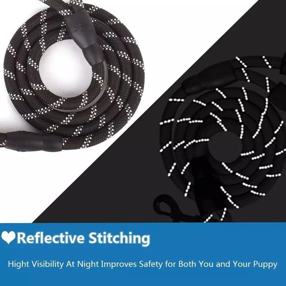 Dog Leash with Soft Padded Handle – Heavy‑Duty Reflective Rope Lead