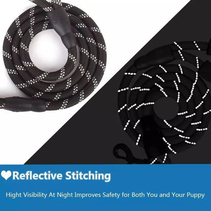 Dog Leash with Soft Padded Handle – Heavy‑Duty Reflective Rope Lead