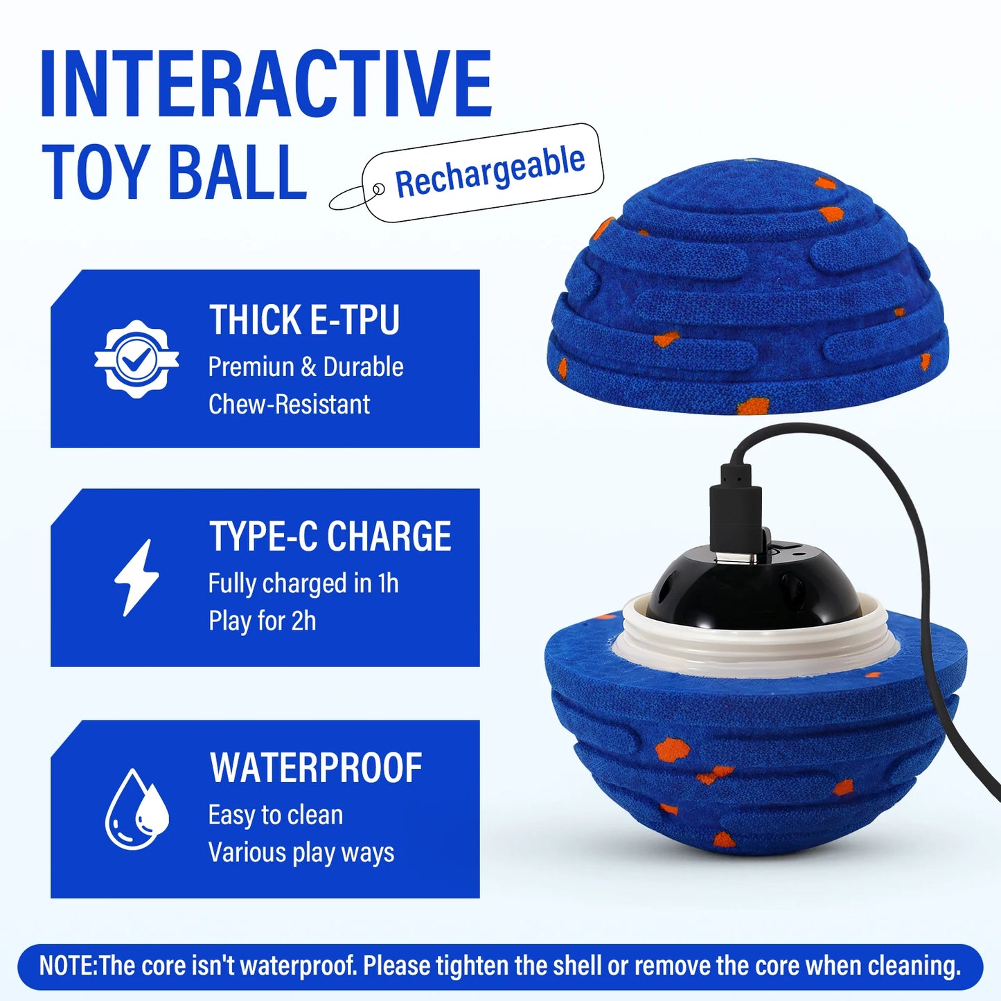 Smart Interactive Dog Toy, Indestructible for Aggressive Chewers, Rechargeable