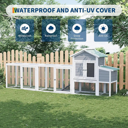 122'' Weatherproof Large Wooden  Multi-Pet Hen House With Run