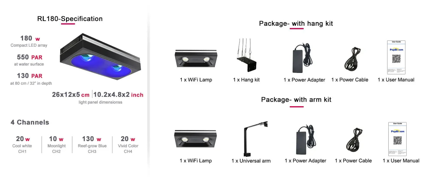 WiFi Led Aquarium Reef Light 180W