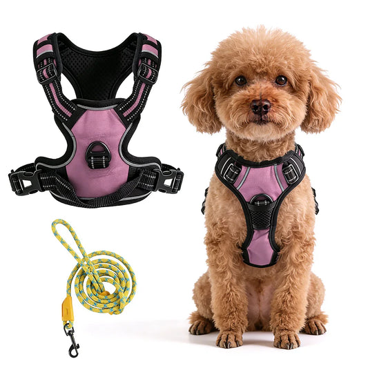 Pet Reflective Nylon Dog Collars Harness Vests Leash Adjustable