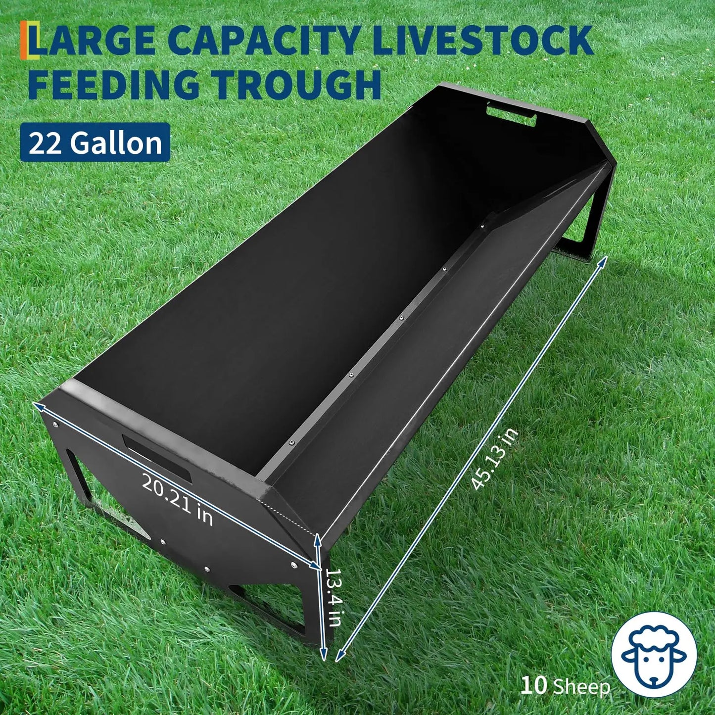22 Gallon Heavy Duty Galvanized Feeder Rustproof V-Shaped Bottom