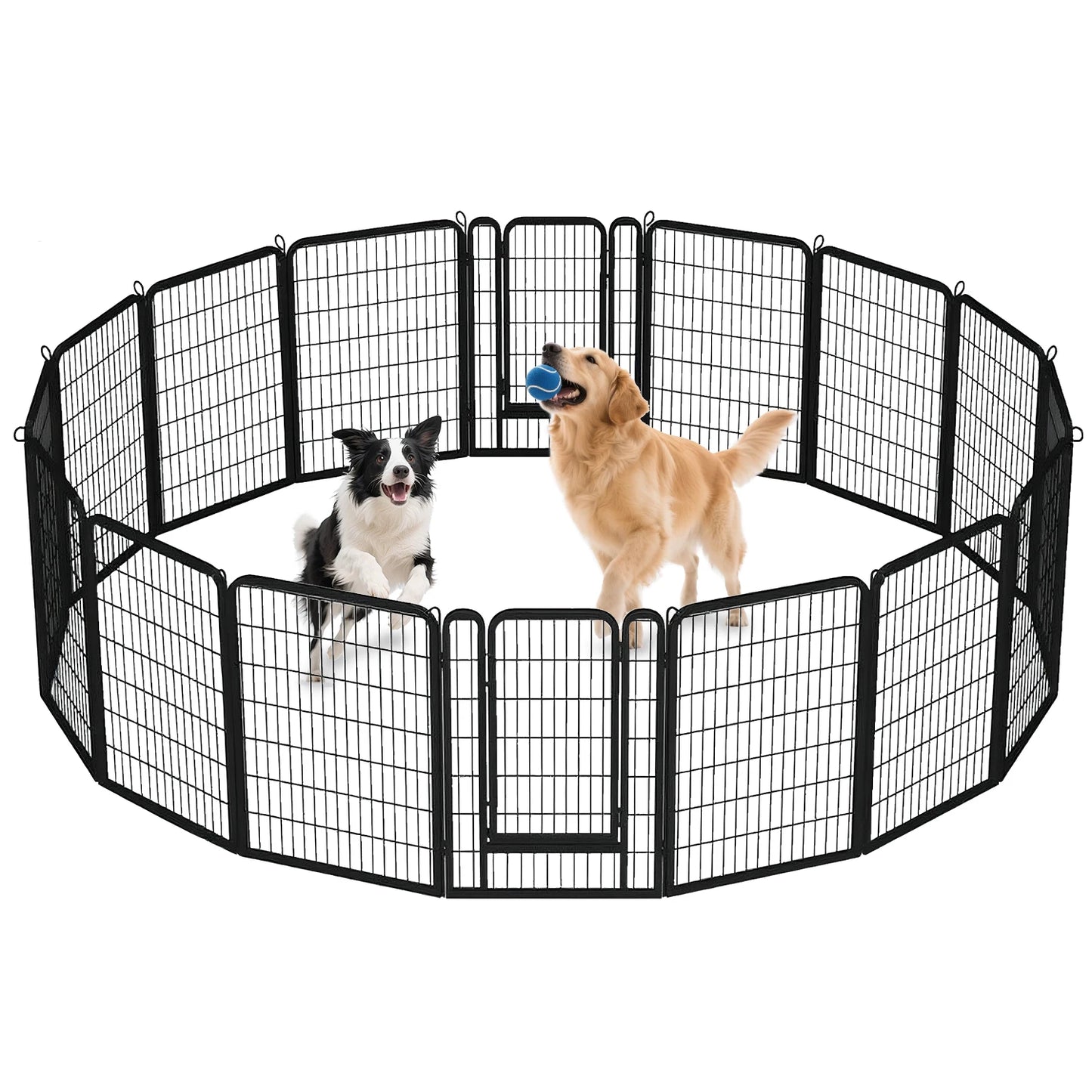 Dog Playpen with Door, Outdoor/Indoor Foldable Metal Fence