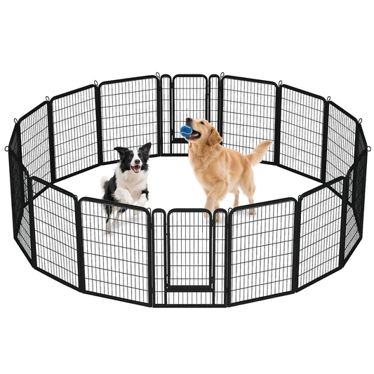 Dog Playpen with Door, Outdoor/Indoor Foldable Metal Fence