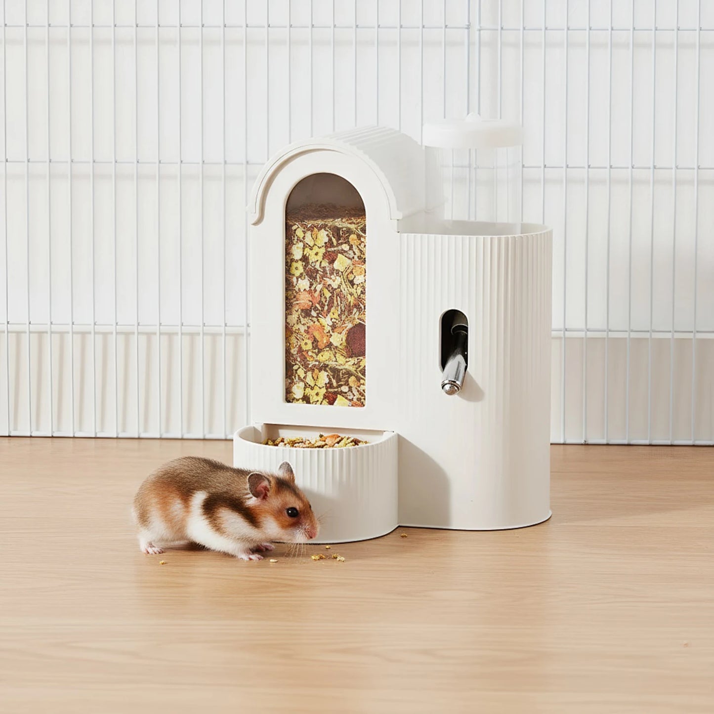 2-in-1 Automatic Food Bowl Large Capacity Hamster Feeder And Waterer