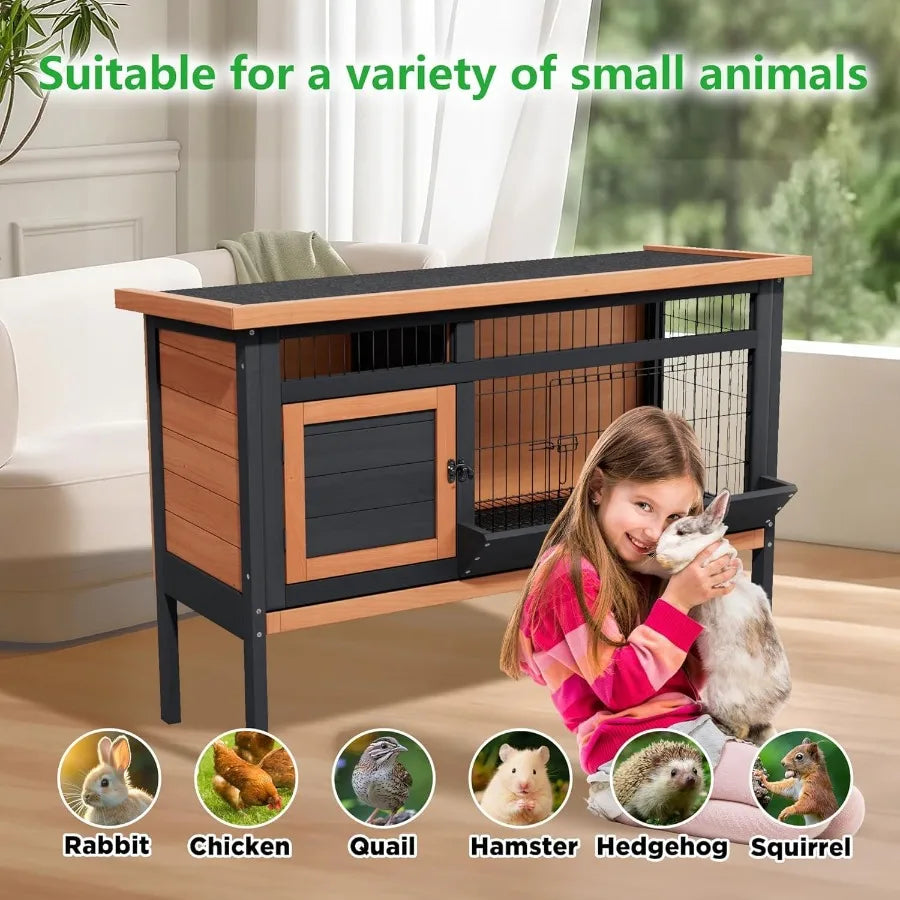 Rabbit Hutch for Small Pets Deep Pull-Out Tray Waterproof