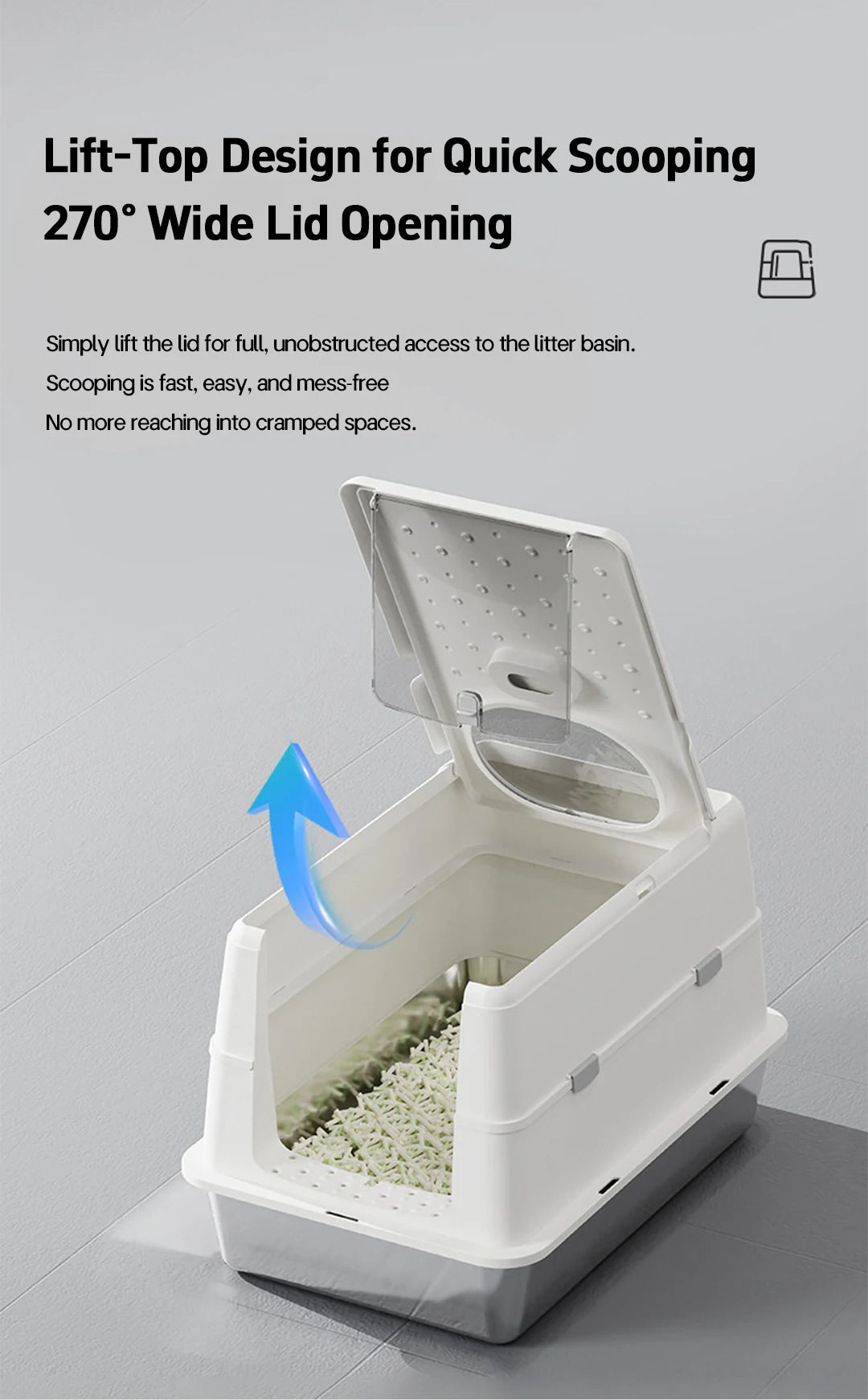 Stainless Steel Cat Litter Box with Flip Cover