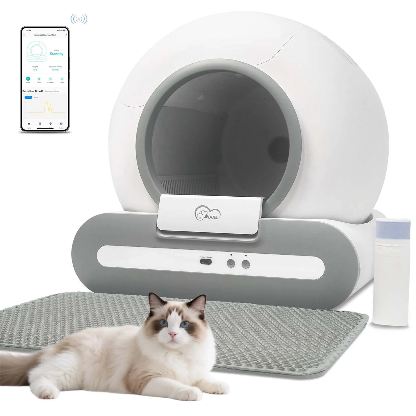 Self-Cleaning Cat Litter Box App Control, ONLY Supports 2.4G WiFi
