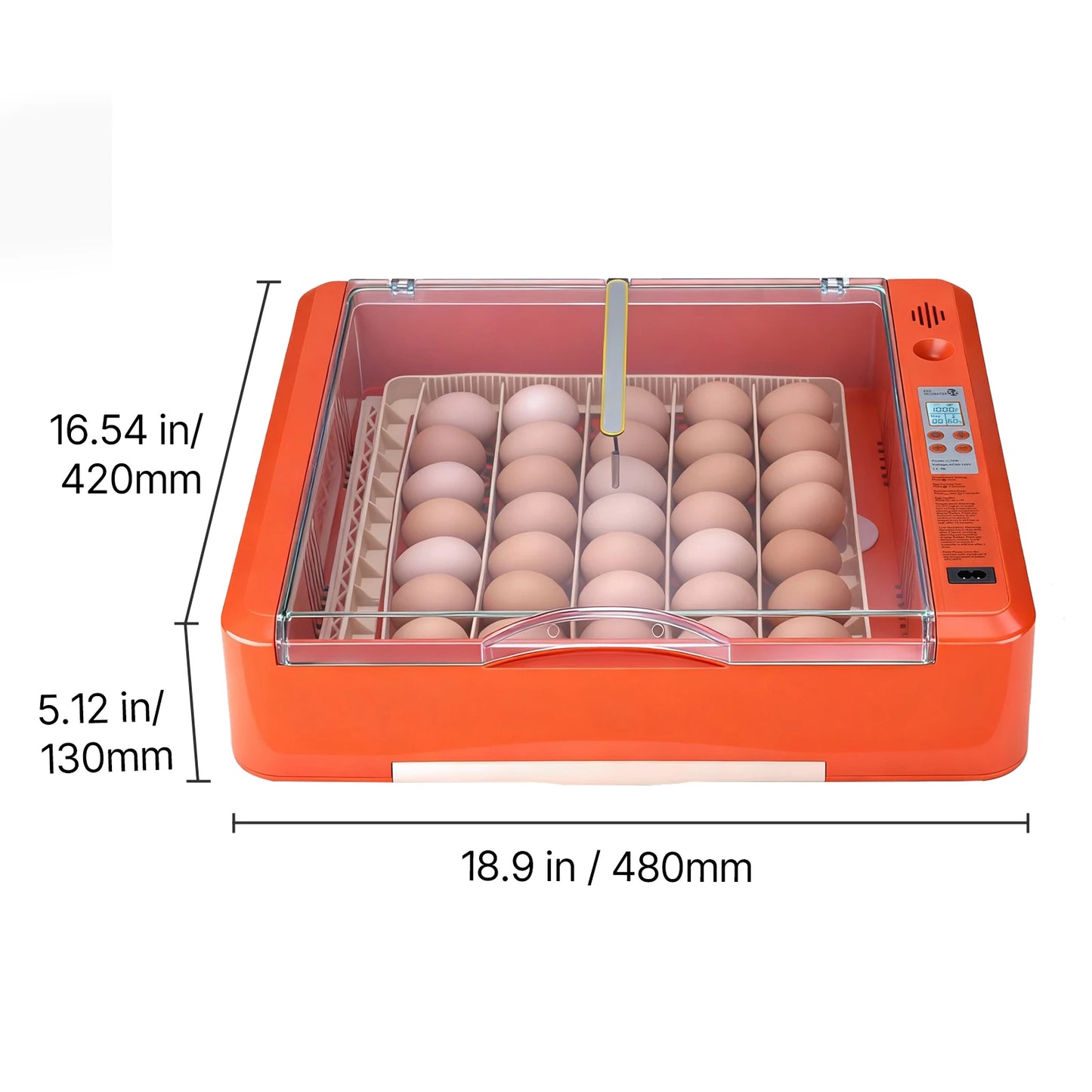 Egg Incubator with LED Candler Temperature Auto Humidity  360° View Clear Window