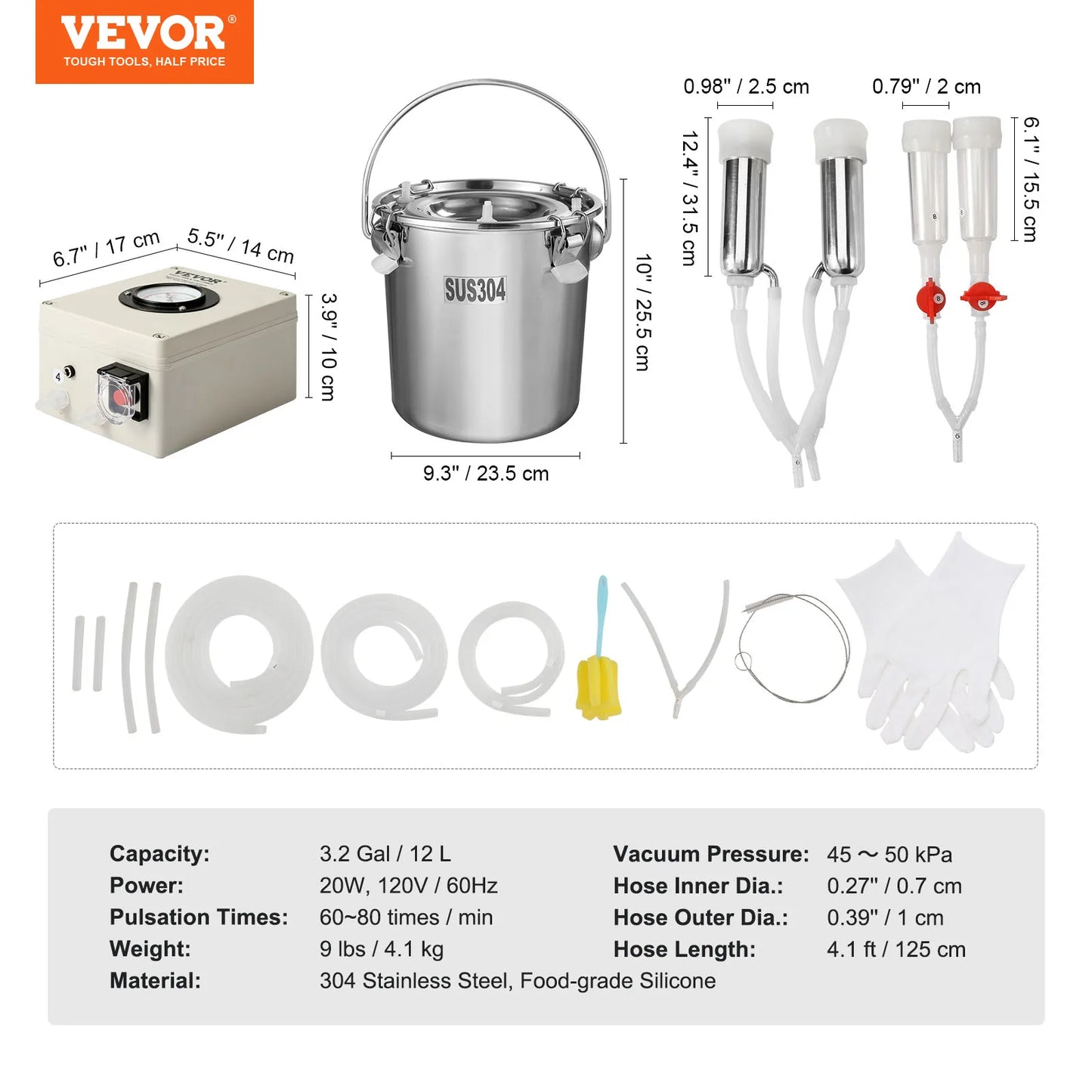Milking Machine Stainless Steel Automatic Pulsation Cup Tubes