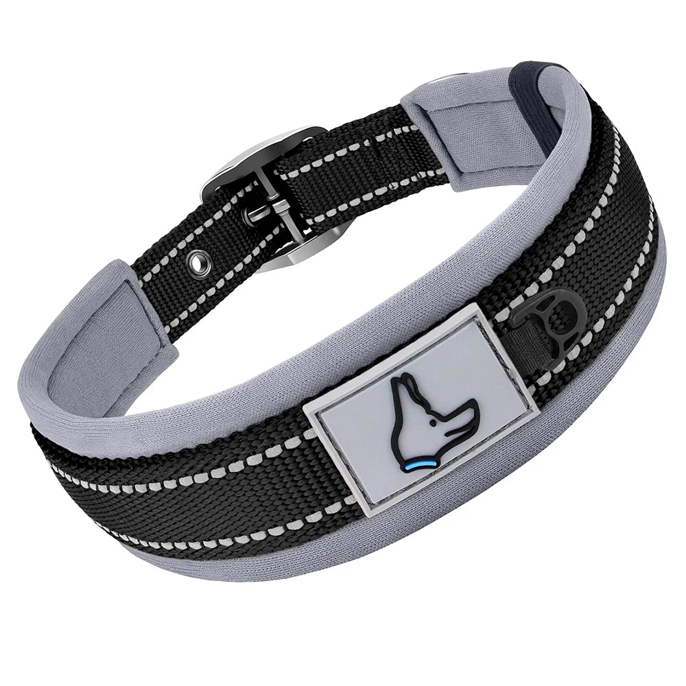 Padded Dog Collars Reflective Adjustable Heavy Duty Nylon Neoprene
