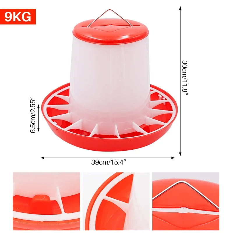 1/3/5/9Kg Automatic Chicken Feeder Bucket Rooster Hen Feeding Device, Farm Animal Poultry Quail Pigeon Feeding Supplies 1 Pc