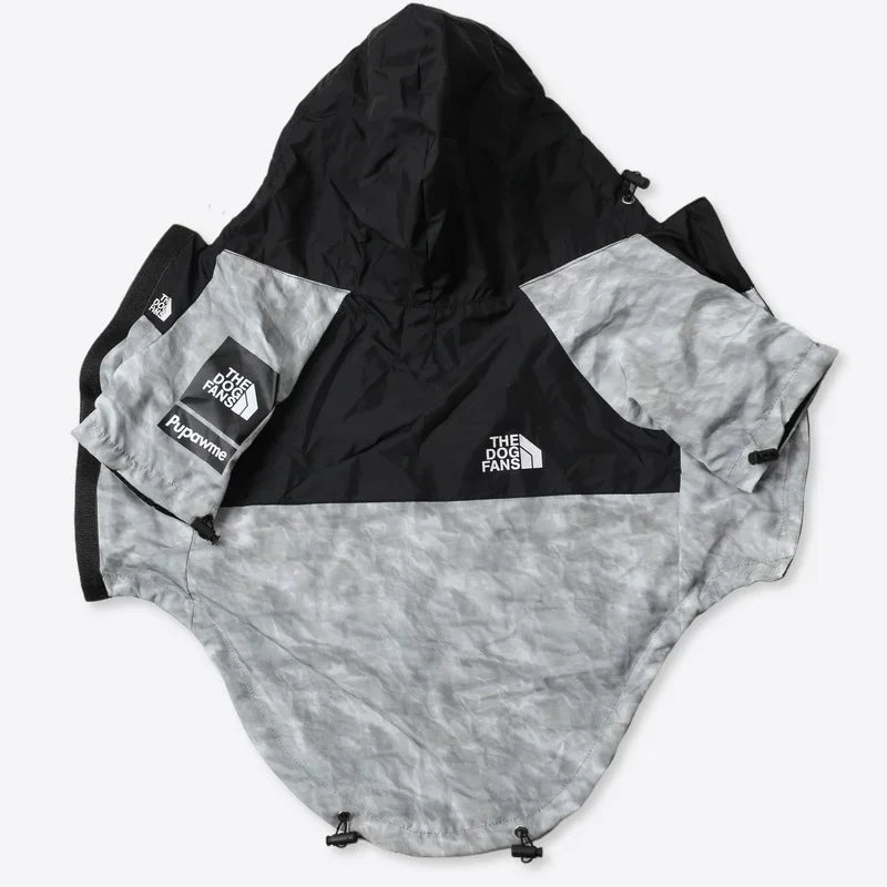 Black and gray jacket with 'The North Face' logo on a white background