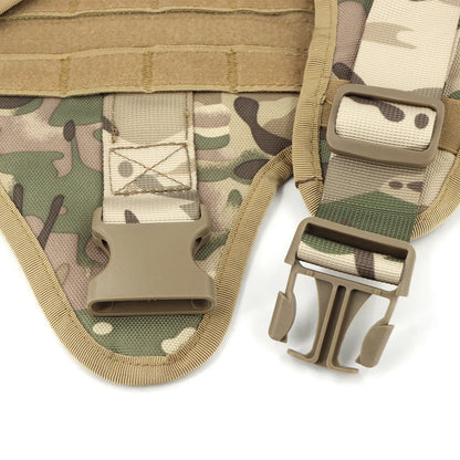 Camouflage tactical belt with buckle on a white background