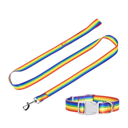 Rainbow Dog Rope Large Medium And Small, Traction Rope Snap On Pet Collar