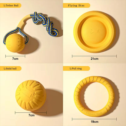 EVA Durable Dog Toys 4 Pack  Flying Disc + Ball + Tug Rope