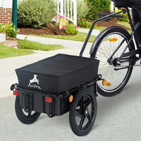 Bicycle Cargo Trailer with Removable Box and Waterproof Cover
