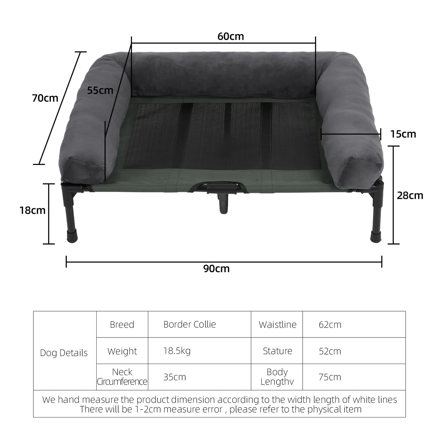 Bed for Dogs and Cats Indoor Outdoor Elevated Pet Lounger L XL 2XL