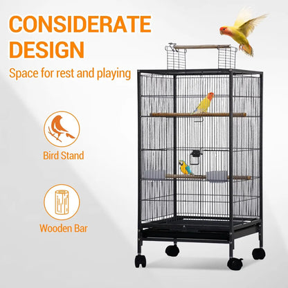 101cm Open Top Budgie Cage with Rolling Stand