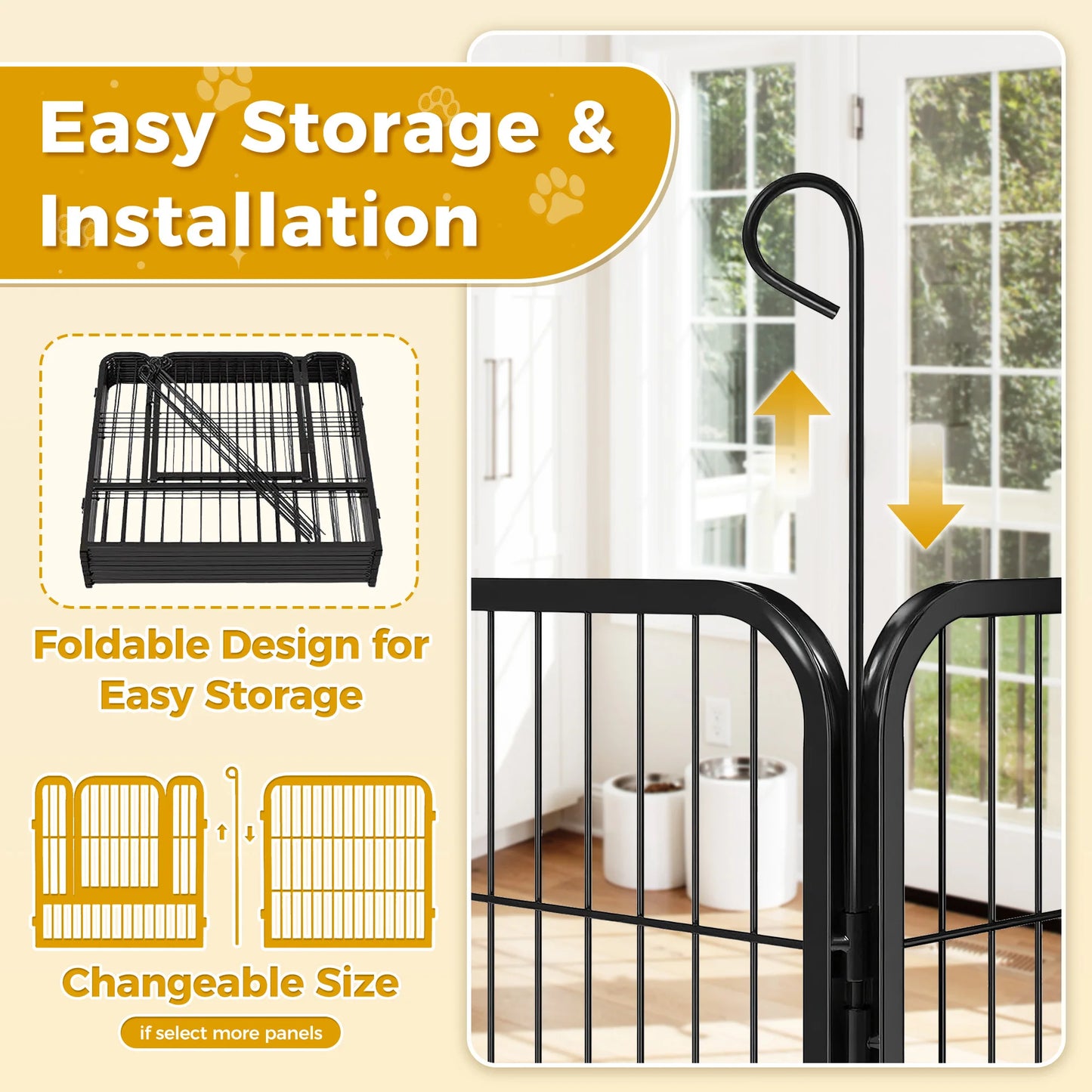 Dog Playpen with Door, Outdoor/Indoor Foldable Metal Fence