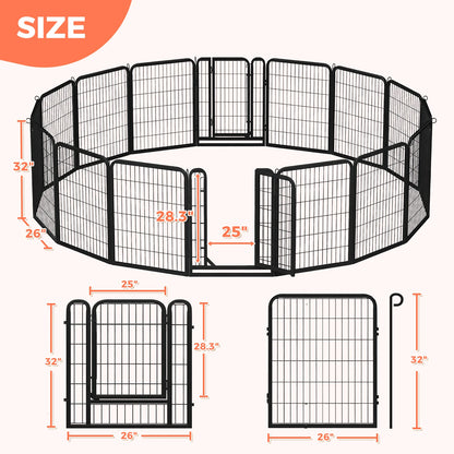 Dog Playpen with Door, Outdoor/Indoor Foldable Metal Fence