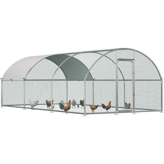 Outdoor Chicken Run with Cover, 19.5x10x6.4ft