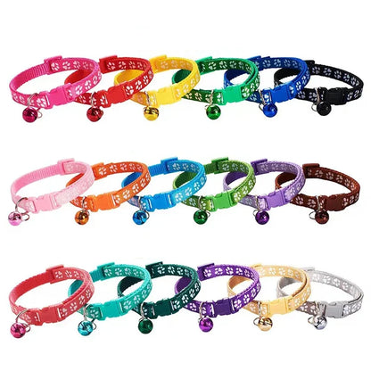 1/6/18pcs Collar With Bell Footprints Colorful Adjustable Bell Ring Necklace Pet