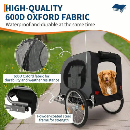 Dog Bike Trailer,88LBS Coupler, Quick Release Wheels Easy Fold Frame