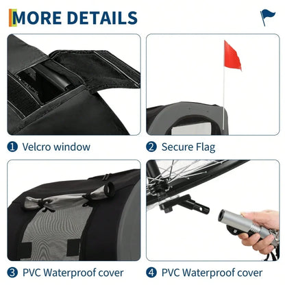 Dog Bike Trailer,88LBS Coupler, Quick Release Wheels Easy Fold Frame