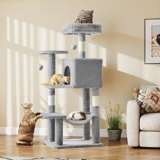 44In Cat Tree Multi-Cat Climbing Tower Scratching Posts