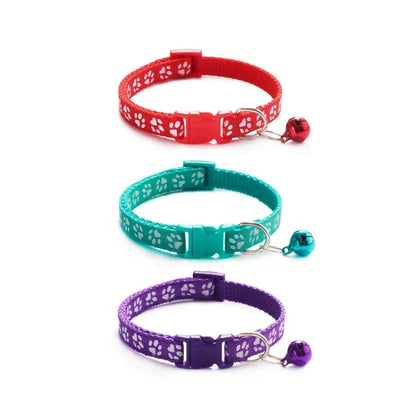 1/6/18pcs Collar With Bell Footprints Colorful Adjustable Bell Ring Necklace Pet