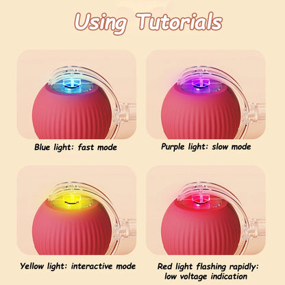 2Pcs Cat Interactive Ball Toys Automatic Rolling Ball Faux Tail Rechargeable