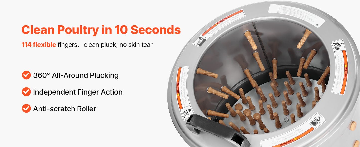 Chicken Plucker Machine 15.7in/19.7in/25.6in Drum