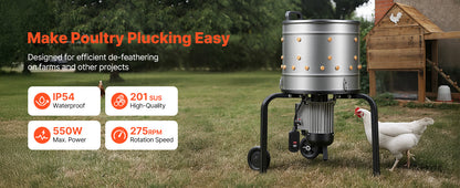Chicken Plucker Machine 15.7in/19.7in/25.6in Drum