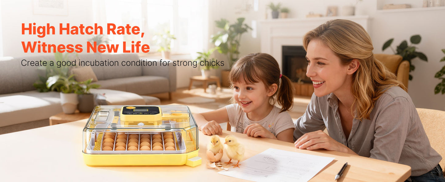 Egg Incubator with LED Candler Temperature Auto Humidity  360° View Clear Window