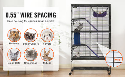 64.6" Rolling Metal Ferret Cage Large 4-Tier