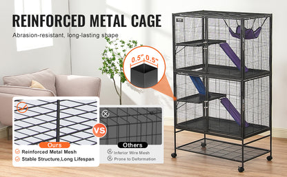 64.6" Rolling Metal Ferret Cage Large 4-Tier