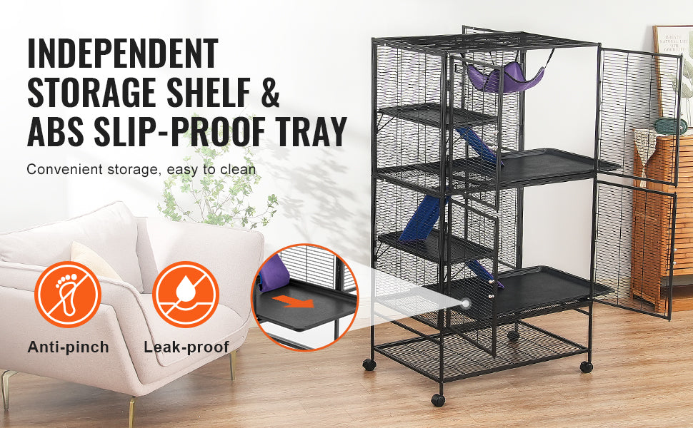 64.6" Rolling Metal Ferret Cage Large 4-Tier