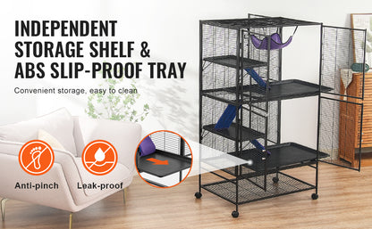 64.6" Rolling Metal Ferret Cage Large 4-Tier